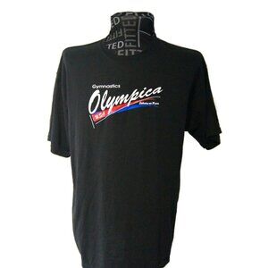 1990s Gymnastics Olympica Vintage T Shirt Hanes Heavyweight 50/50 Tee Black Poly